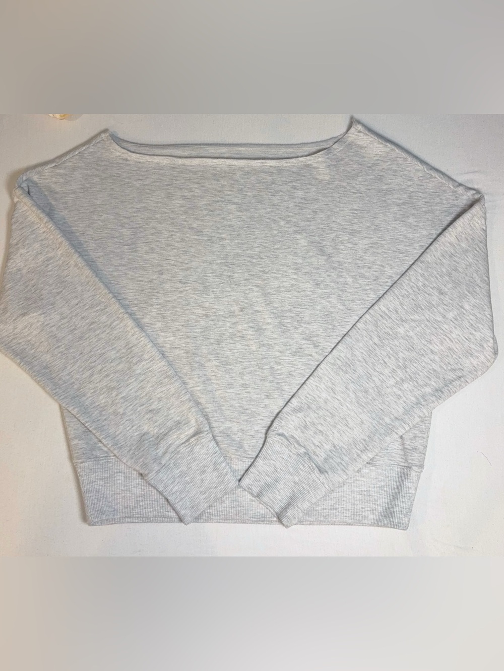 DSG Dick’s Sporting Goods Heather Grey Off-Shoulder 80s Style Sweatshirt - - Picture 3 of 6